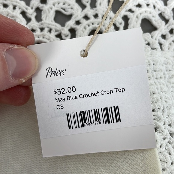 Du Jour Crop Top Boho Crochet Wrap Halter Lace Cream Size One Size - Picture 14 of 17